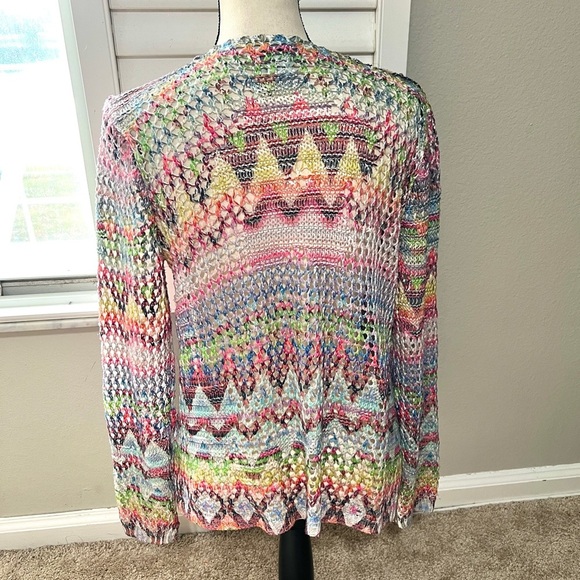 Laseine Open Knit Long Sleeve Cover-Up Top Colorful Vacation Resort Wear Beach - Picture 9 of 10